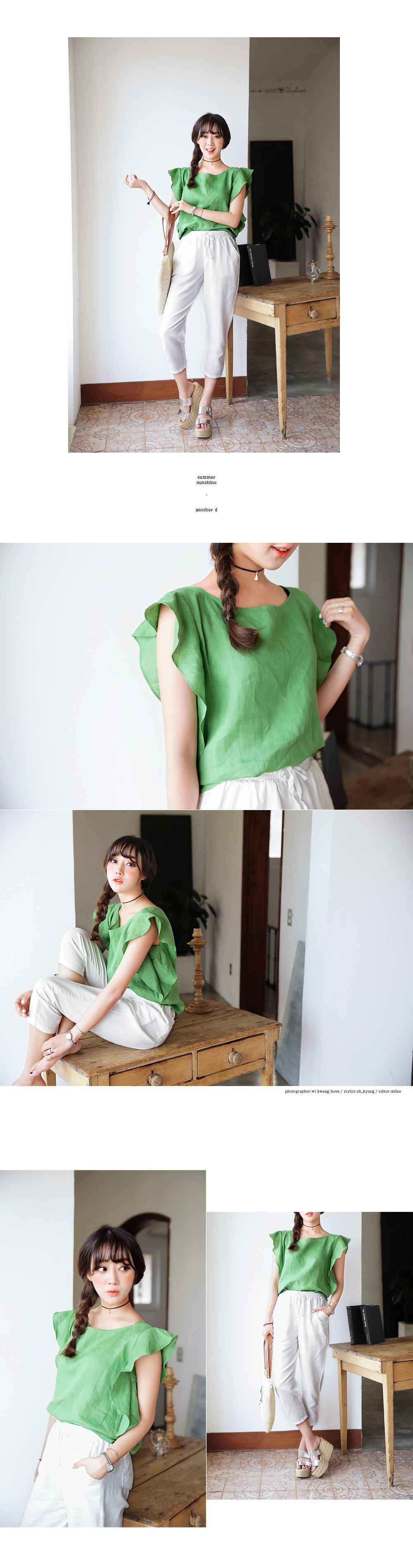 フリルスリーブリネンブラウス・全3色 | DHOLIC | 詳細画像2