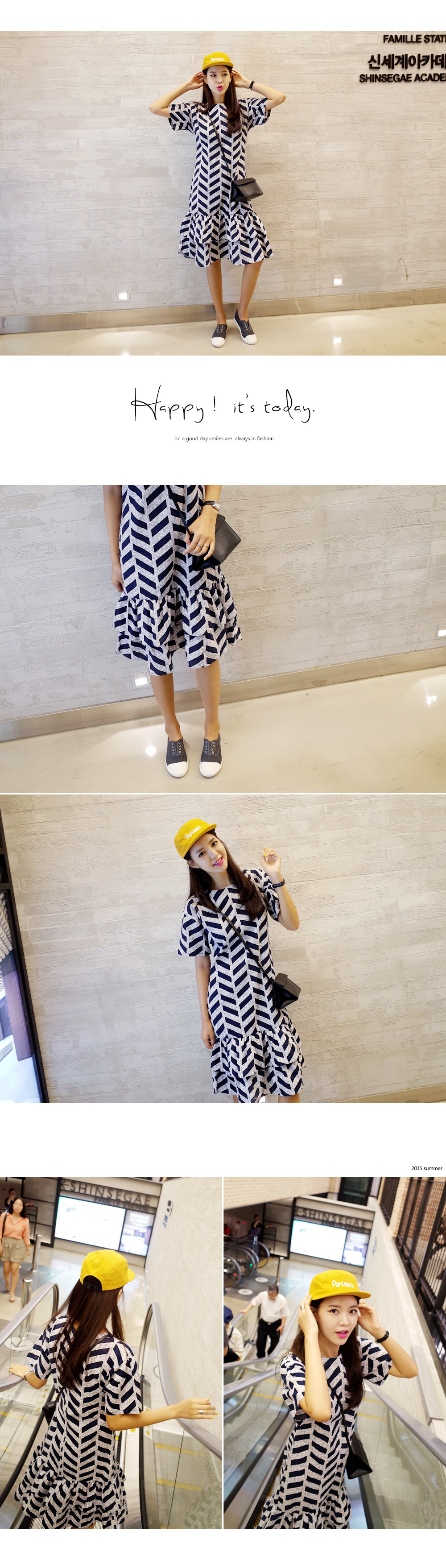 幾何学プリントローウエストフリルワンピース・全2色 | DHOLIC | 詳細画像2