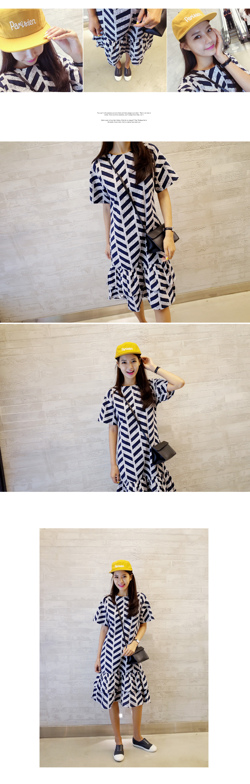 幾何学プリントローウエストフリルワンピース・全2色 | DHOLIC | 詳細画像3