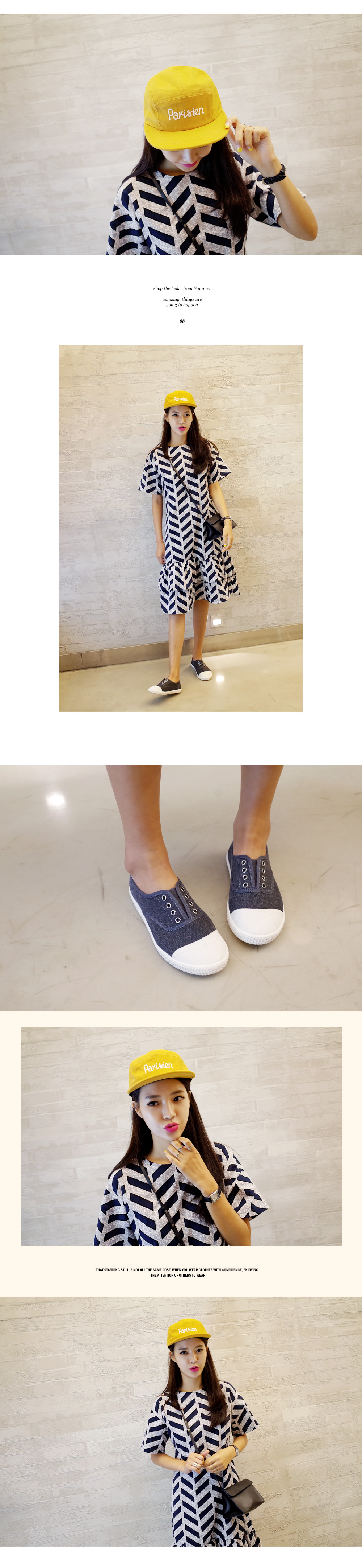 幾何学プリントローウエストフリルワンピース・全2色 | DHOLIC | 詳細画像5