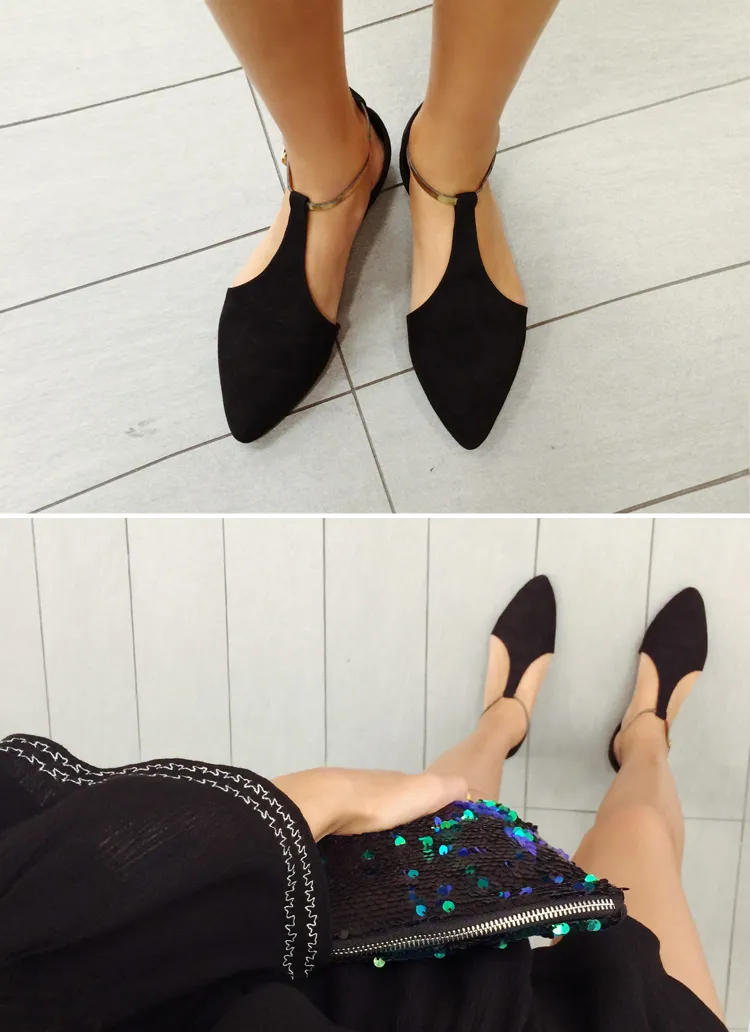 アンクルラップポインテッドトゥフラットシューズ・全2色 | DHOLIC | 詳細画像1