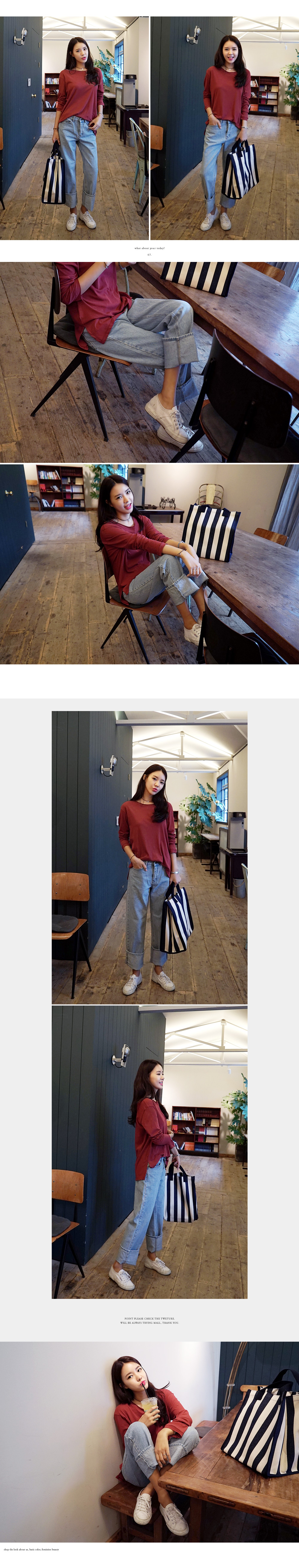 ラウンドネック長袖ルーズTシャツ・全4色 | DHOLIC | 詳細画像4