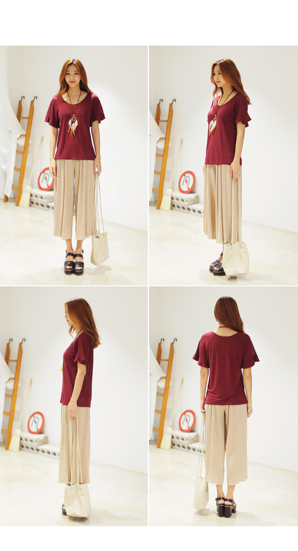 <font color=red><b>●●雑誌mina12月号掲載●●</b></font>ニットプリーツワイドパンツ・全3色 | DHOLIC | 詳細画像4