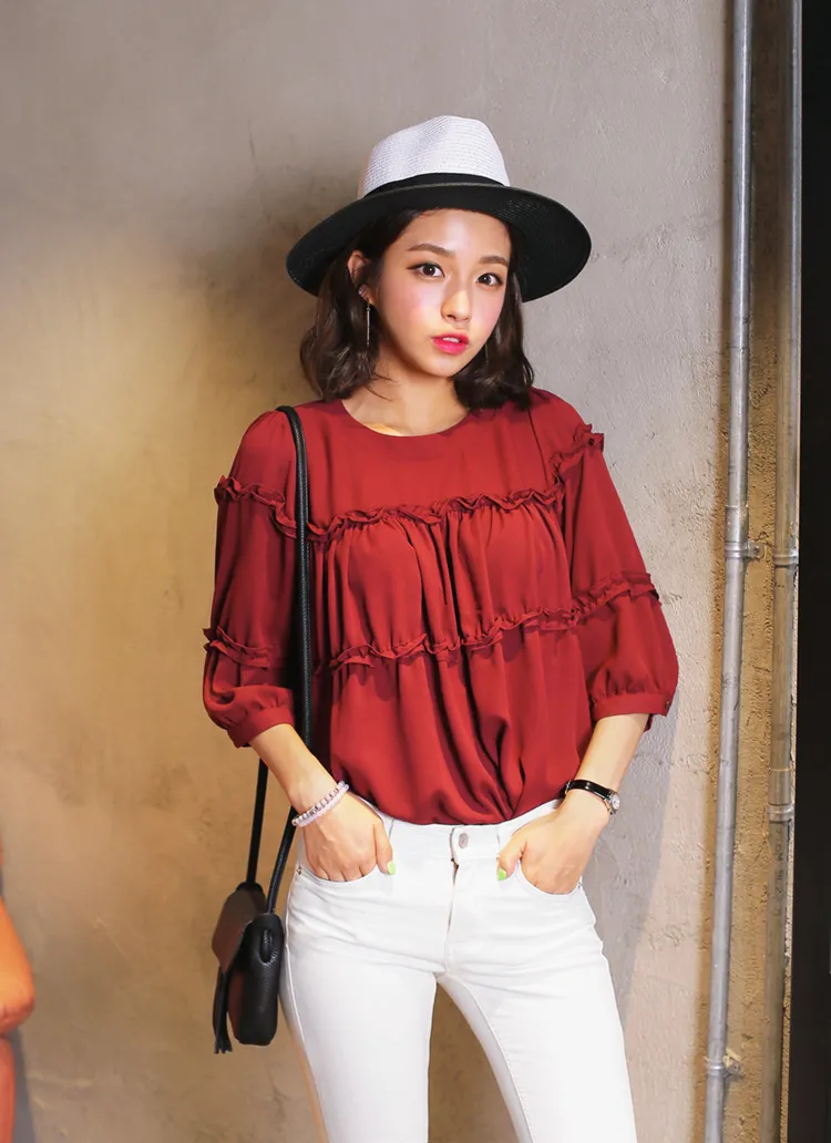 ルーズフィットフリルブラウス・全4色 | DHOLIC | 詳細画像1