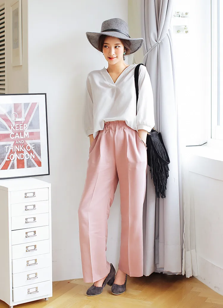 レーヨンセンタープレスワイドパンツ・全3色 | DHOLIC | 詳細画像1