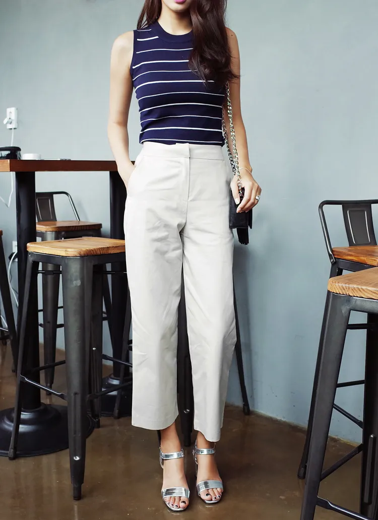 <font color=red><b>**雑誌LuRe1月号掲載**</b></font>ハイウエストワイドクロップドパンツ・全2色 | DHOLIC | 詳細画像1