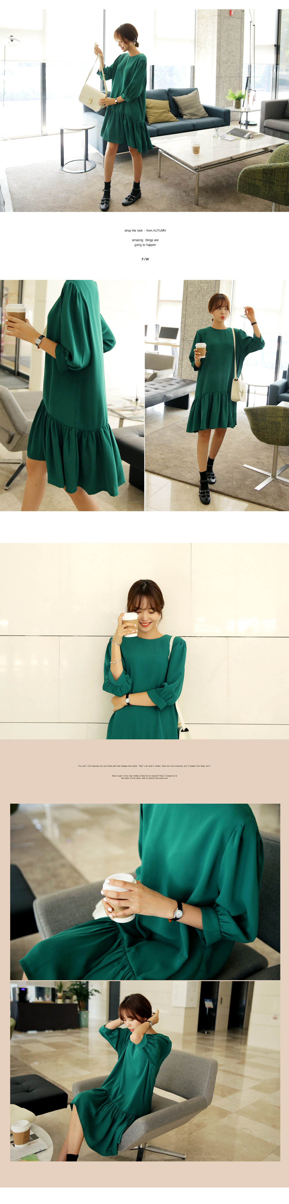 ディープカラーミディフレアワンピース・全2色 | DHOLIC | 詳細画像3