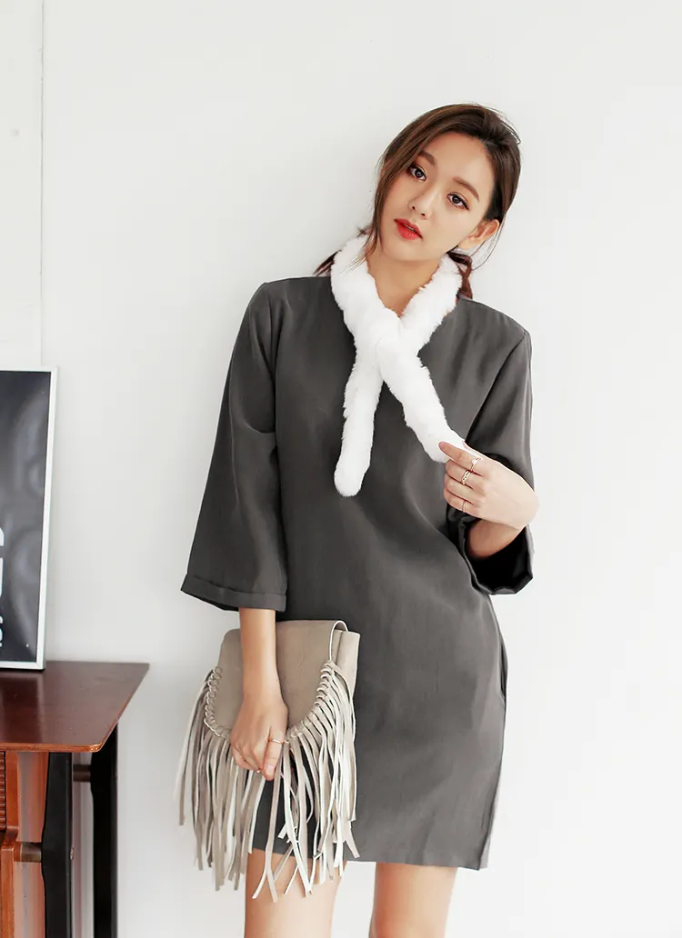 グレイッシュカラーリボンワンピース・全3色 | DHOLIC | 詳細画像1