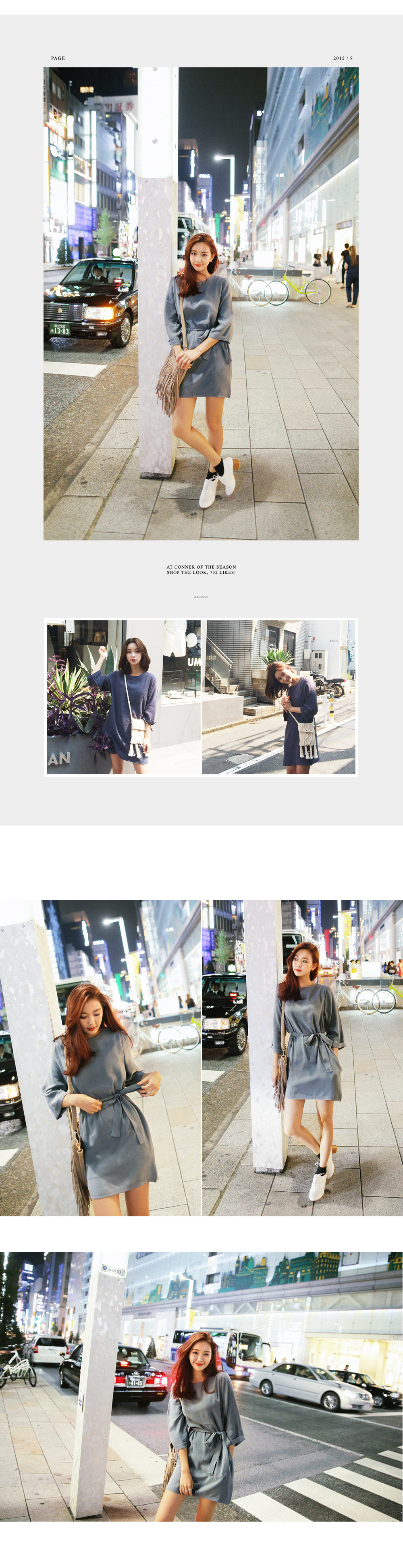 グレイッシュカラーリボンワンピース・全3色 | DHOLIC | 詳細画像2