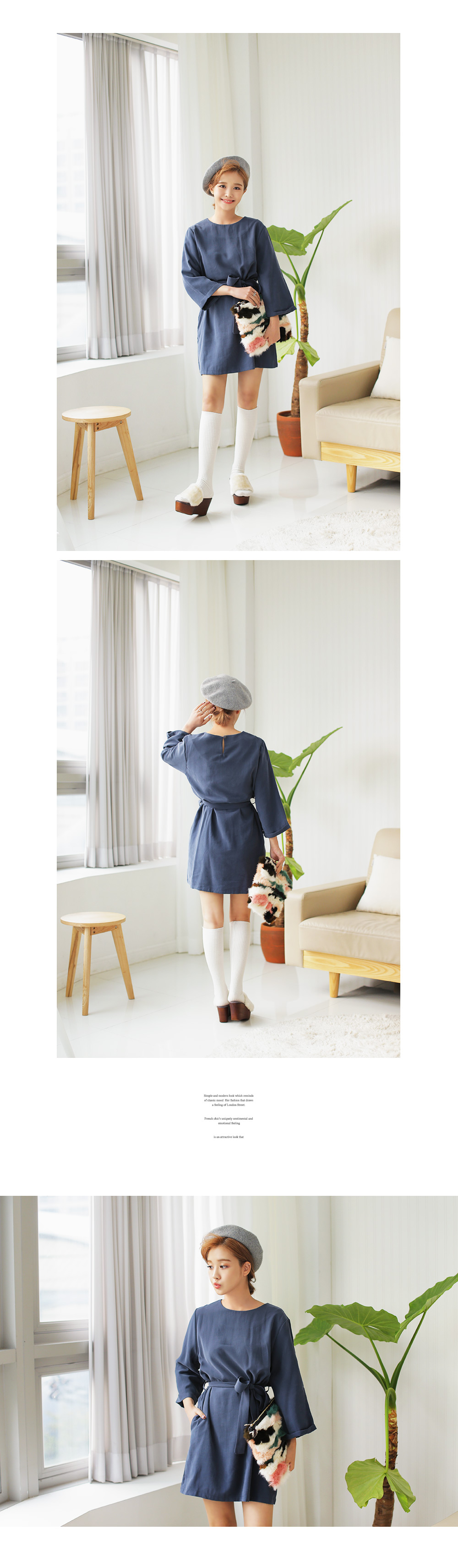 グレイッシュカラーリボンワンピース・全3色 | DHOLIC | 詳細画像12