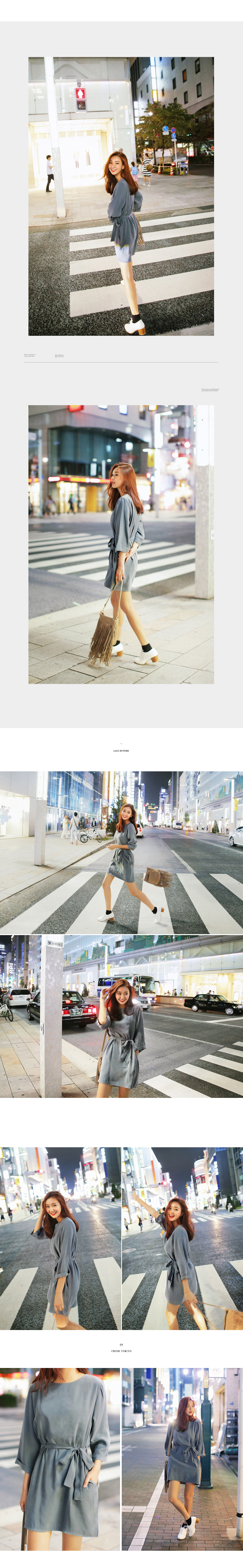 グレイッシュカラーリボンワンピース・全3色 | DHOLIC | 詳細画像4