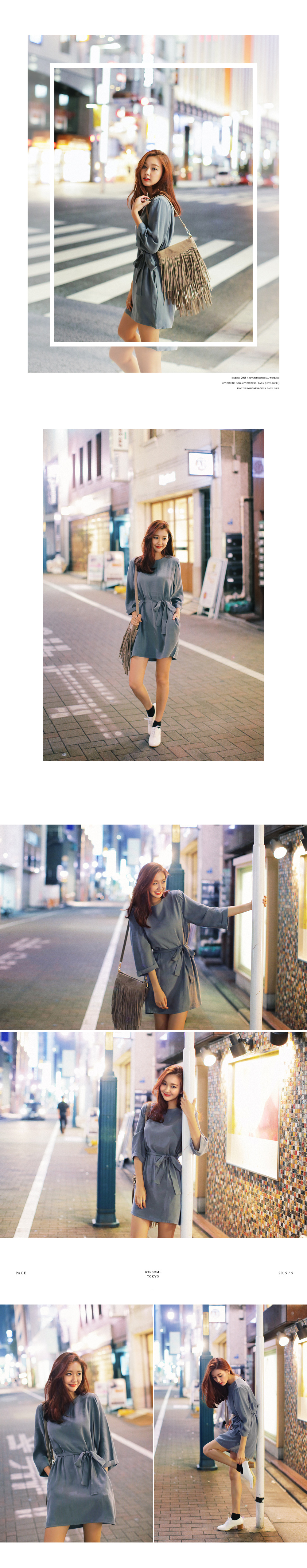 グレイッシュカラーリボンワンピース・全3色 | DHOLIC | 詳細画像5