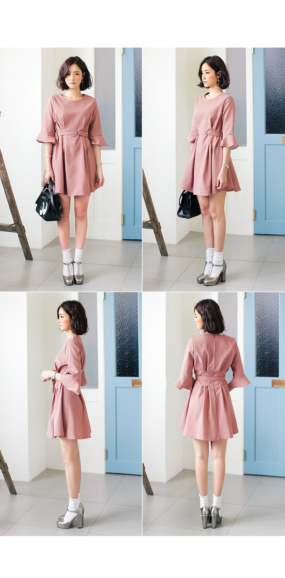 ベルトsetベルリーブタックワンピース・全4色 | DHOLIC | 詳細画像5