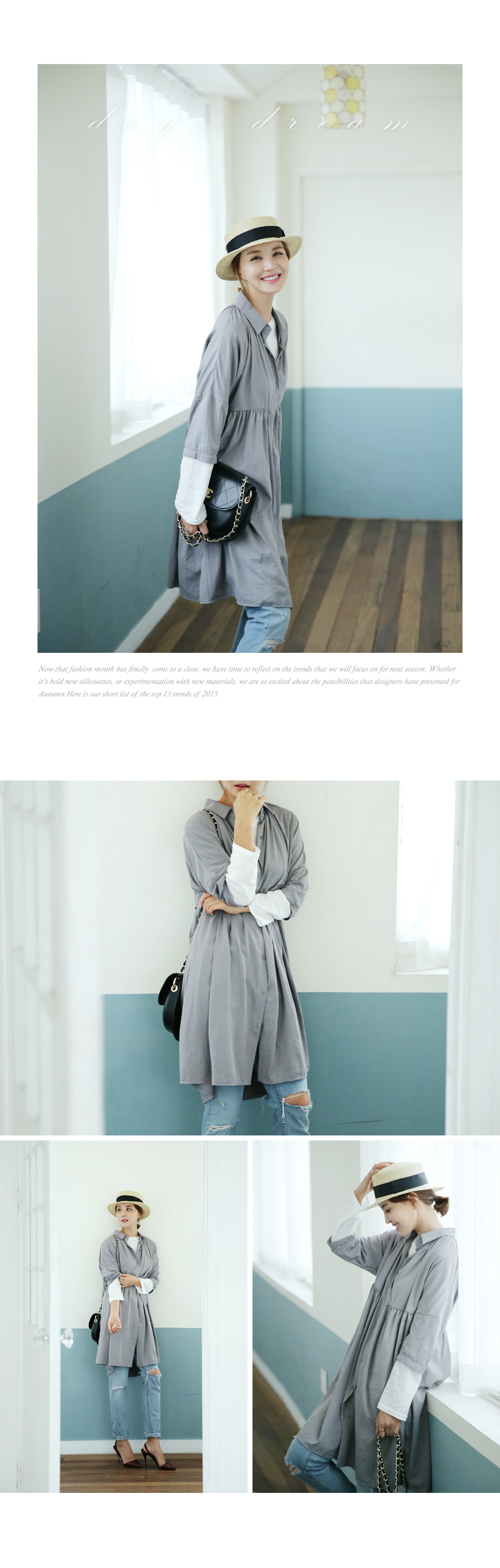 ルーズフィットAラインフレアシャツワンピース・全3色 | DHOLIC PLUS | 詳細画像4