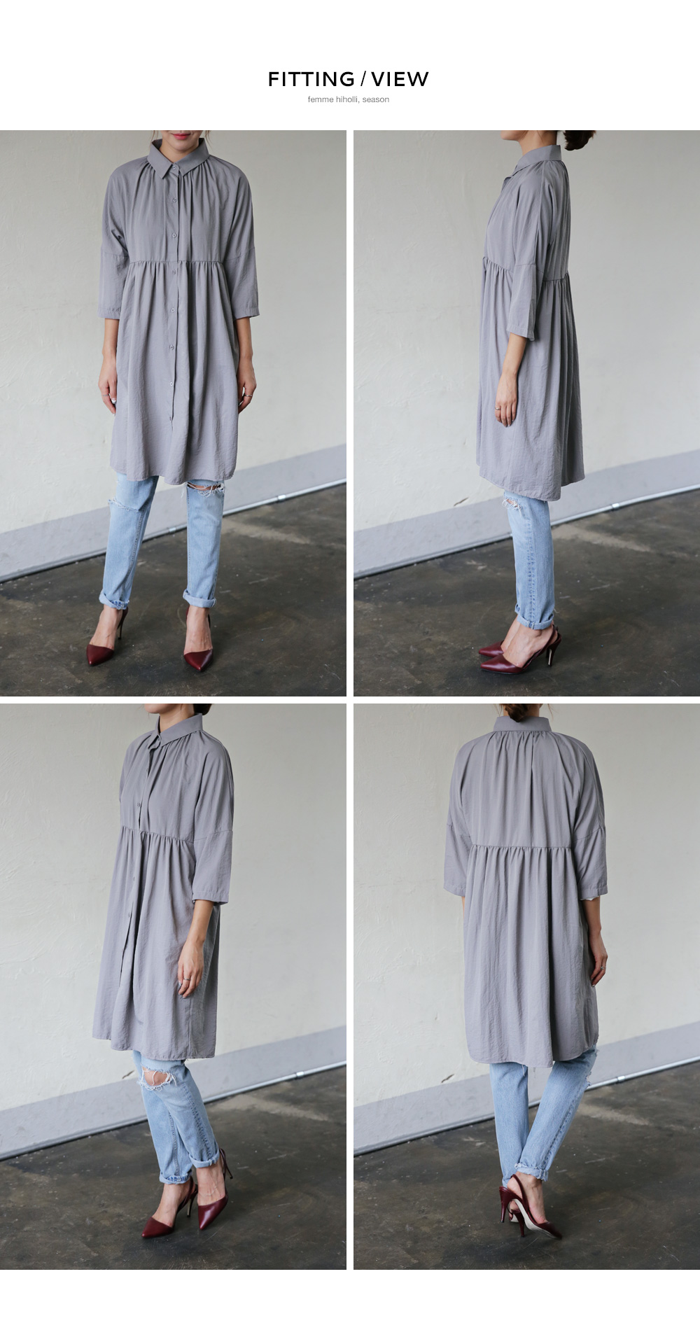 ルーズフィットAラインフレアシャツワンピース・全3色 | DHOLIC PLUS | 詳細画像7