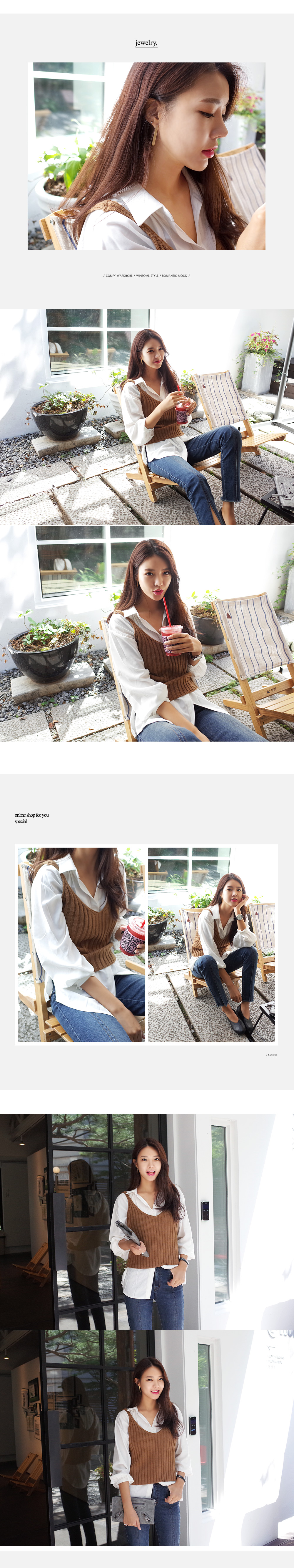 <font color=red><b>**雑誌JELLY2月号/mer1月号/mina1月号/SEDA12月号/Scawaii!12月号掲載**</b></font>ニット編みVネックビスチェ・全4色 | DHOLIC | 詳細画像5