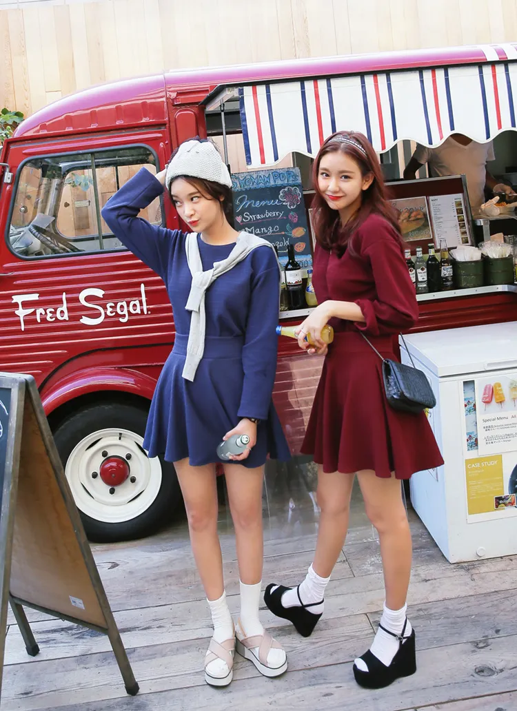 ワッフルルーズフィットトップス&フレアスカートSET・全4色 | DHOLIC | 詳細画像1