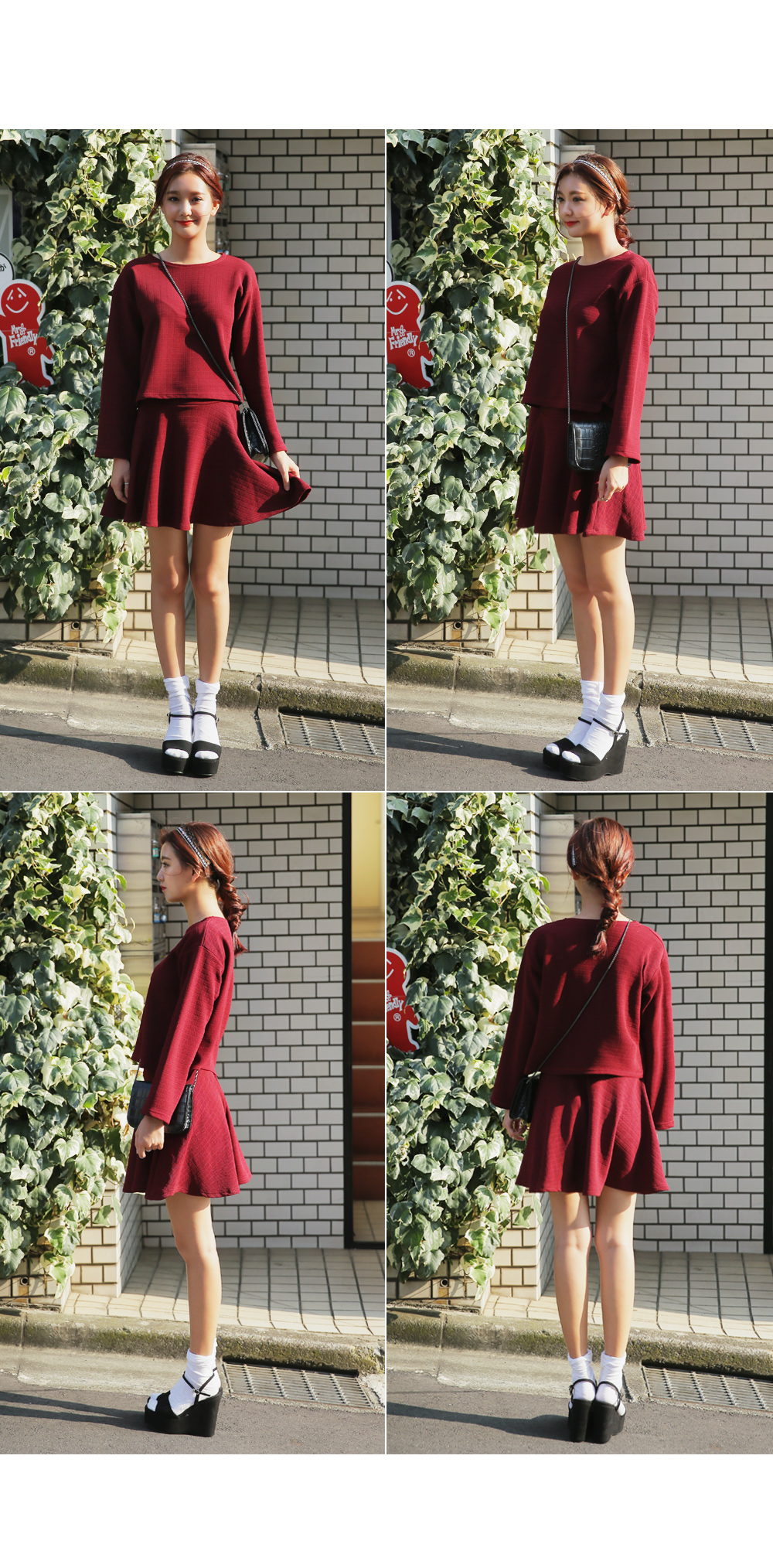 ワッフルルーズフィットトップス&フレアスカートSET・全4色 | DHOLIC | 詳細画像6