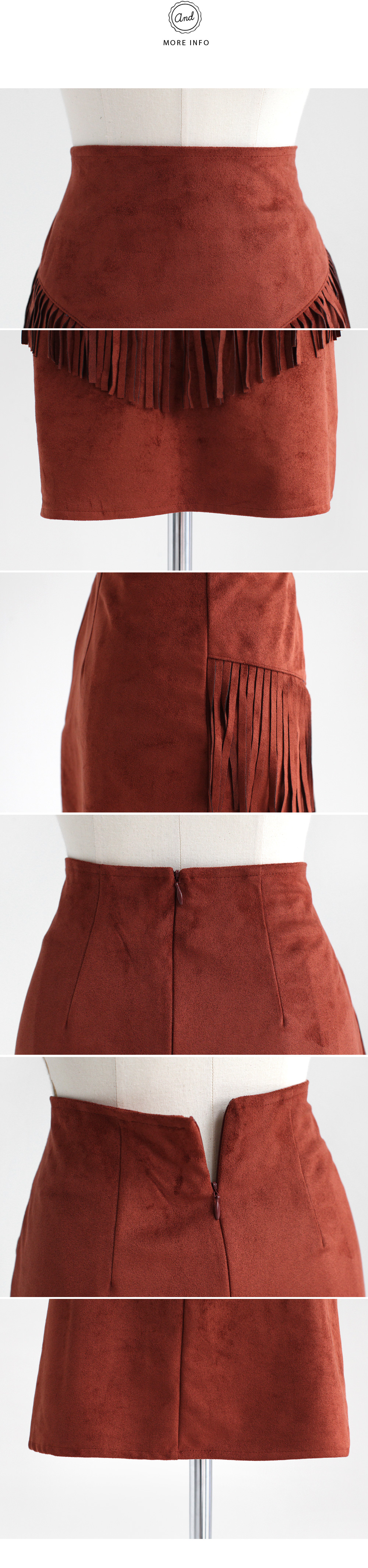 <font color=red><b>**雑誌mina1月号掲載**</b></font>スエード調Vラインフリンジスカート・全2色 | DHOLIC | 詳細画像7
