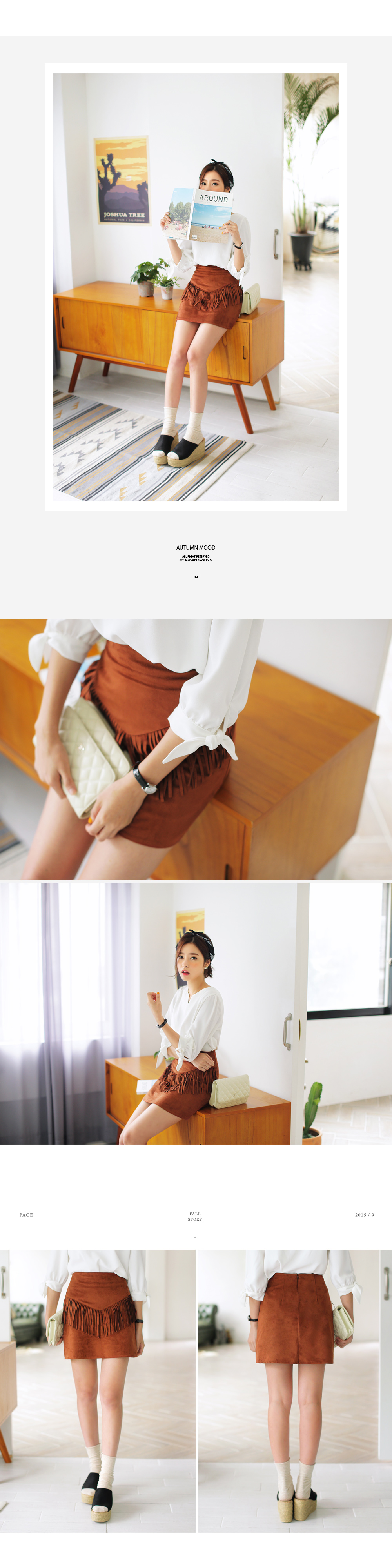 <font color=red><b>**雑誌mina1月号掲載**</b></font>スエード調Vラインフリンジスカート・全2色 | DHOLIC | 詳細画像2