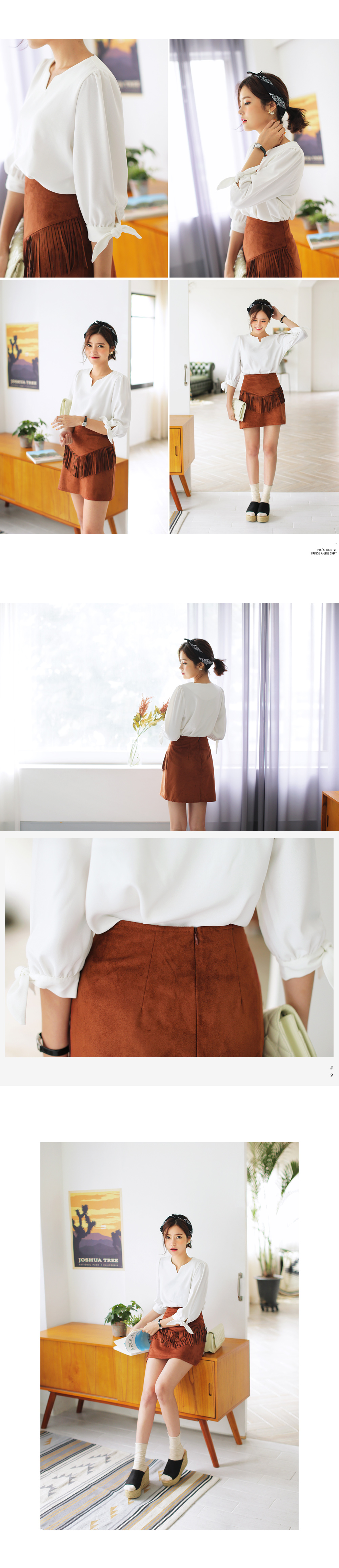 <font color=red><b>**雑誌mina1月号掲載**</b></font>スエード調Vラインフリンジスカート・全2色 | DHOLIC | 詳細画像3