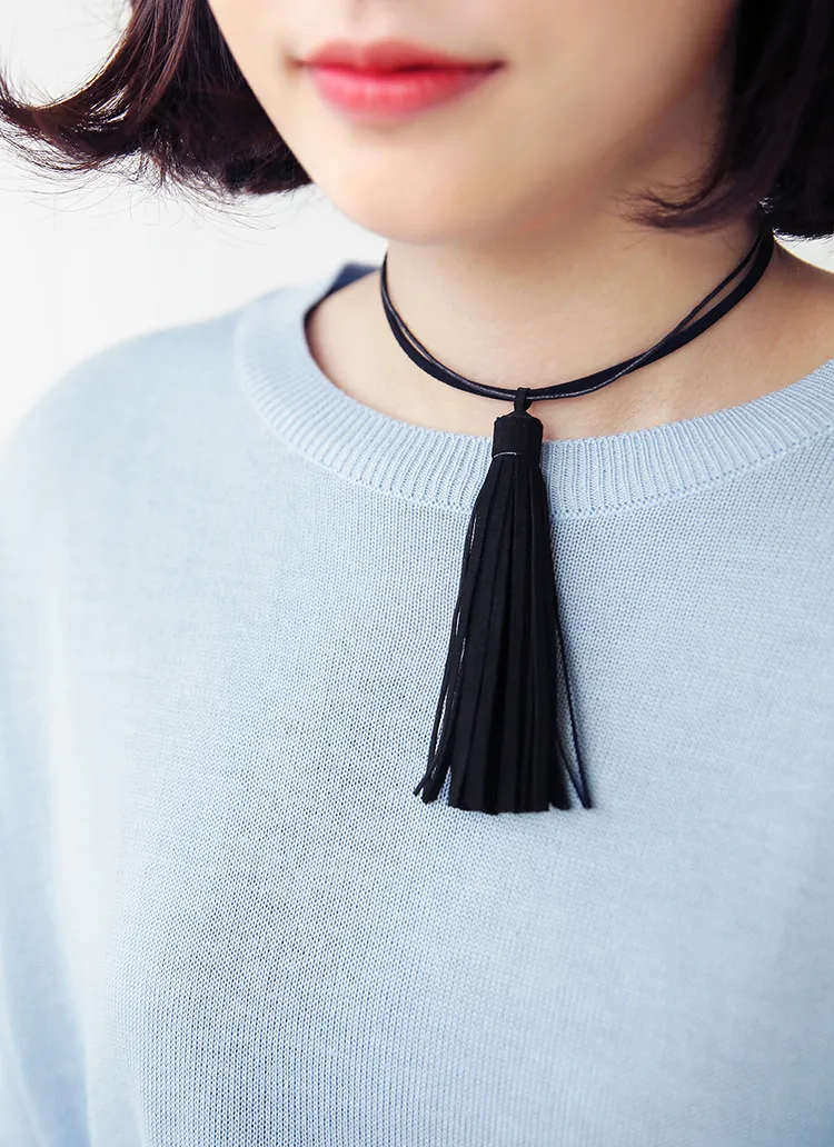 フェイクスエードビックフリンジチョーカー・全3色 | DHOLIC | 詳細画像1