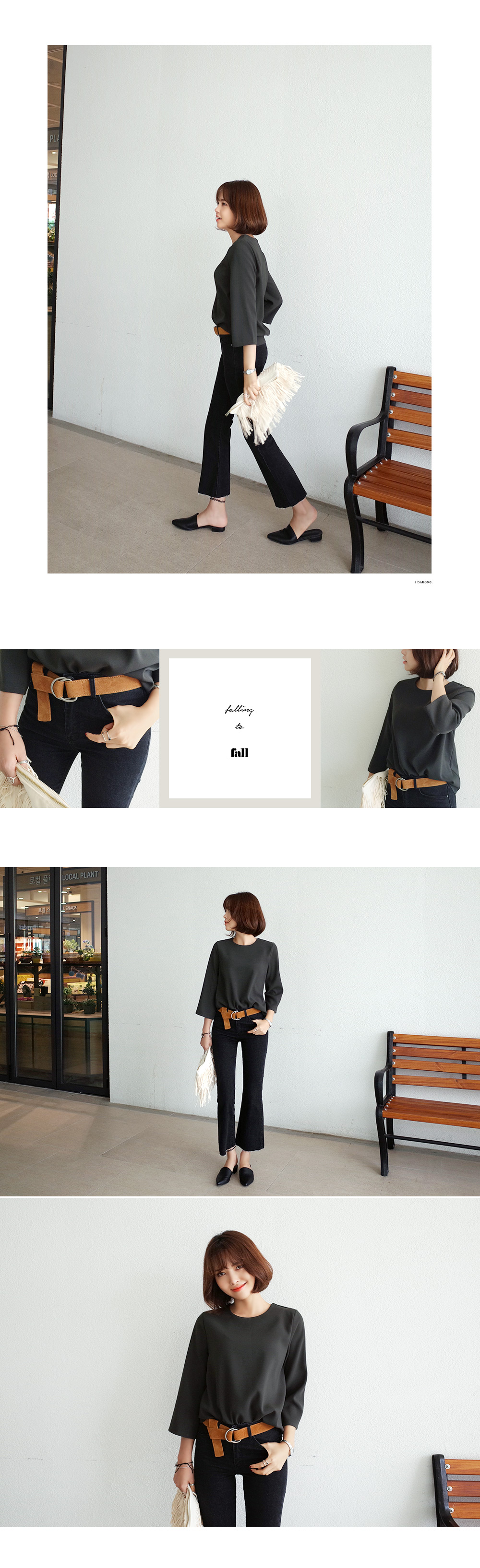 ラウンドネッククロップスリーブブラウス・全4色 | DHOLIC | 詳細画像6