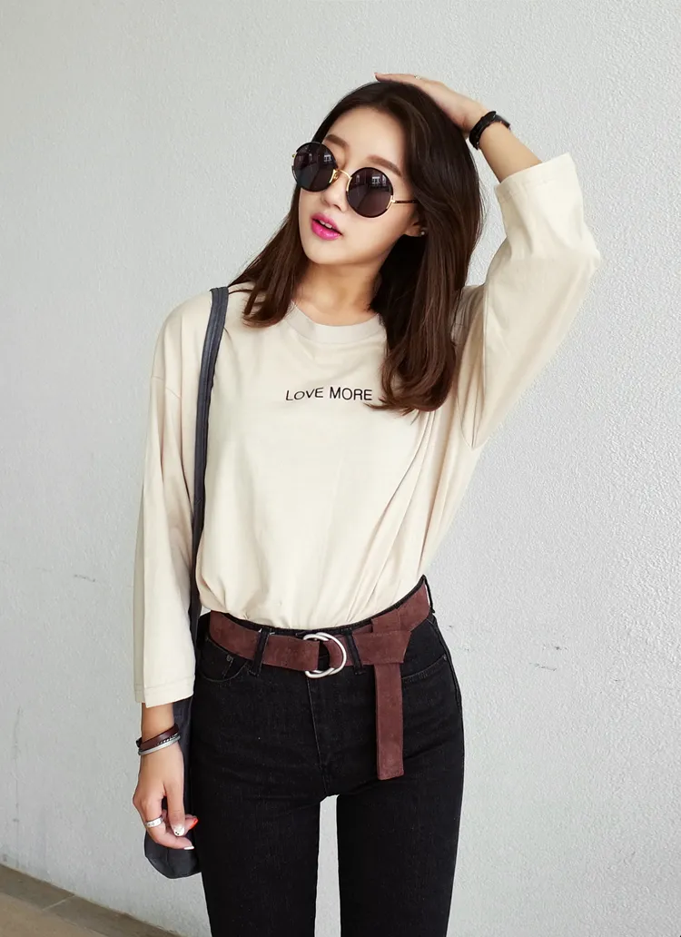 LOVEMOREロゴ＆バックプリント入りドロップショルダートップス・全3色 | DHOLIC | 詳細画像1