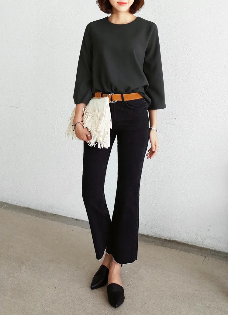 ハイウエストブーツカットブラックデニムパンツ・全1色 | DHOLIC | 詳細画像1