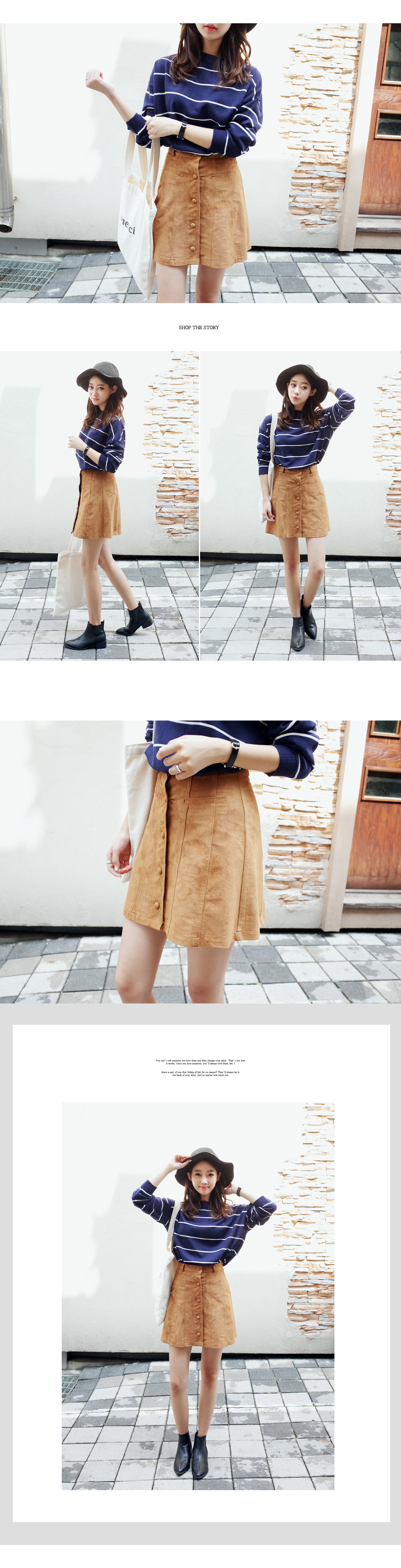 スエード調フロントボタンＡラインスカート・全2色 | DHOLIC | 詳細画像2