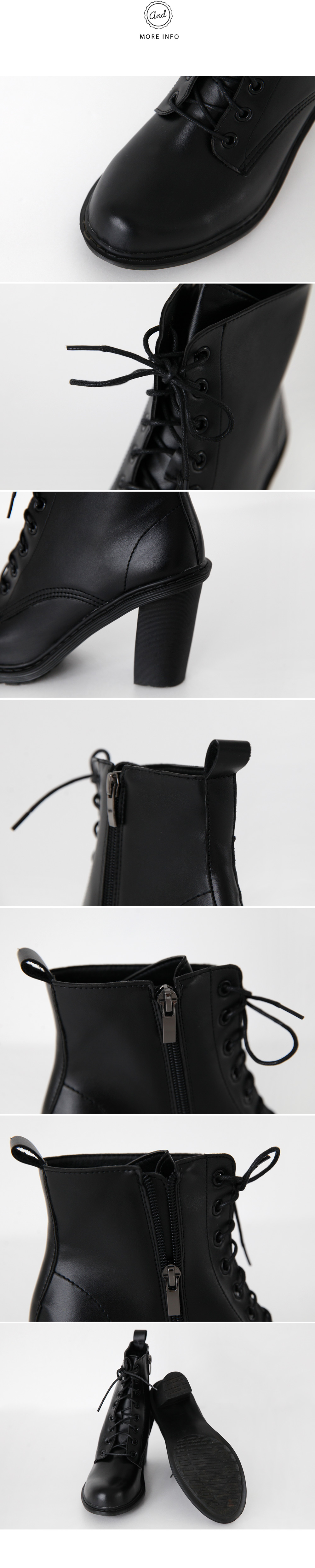 ブラックフェイクレザーレースアップアンクルブーツ・全1色 | DHOLIC | 詳細画像13
