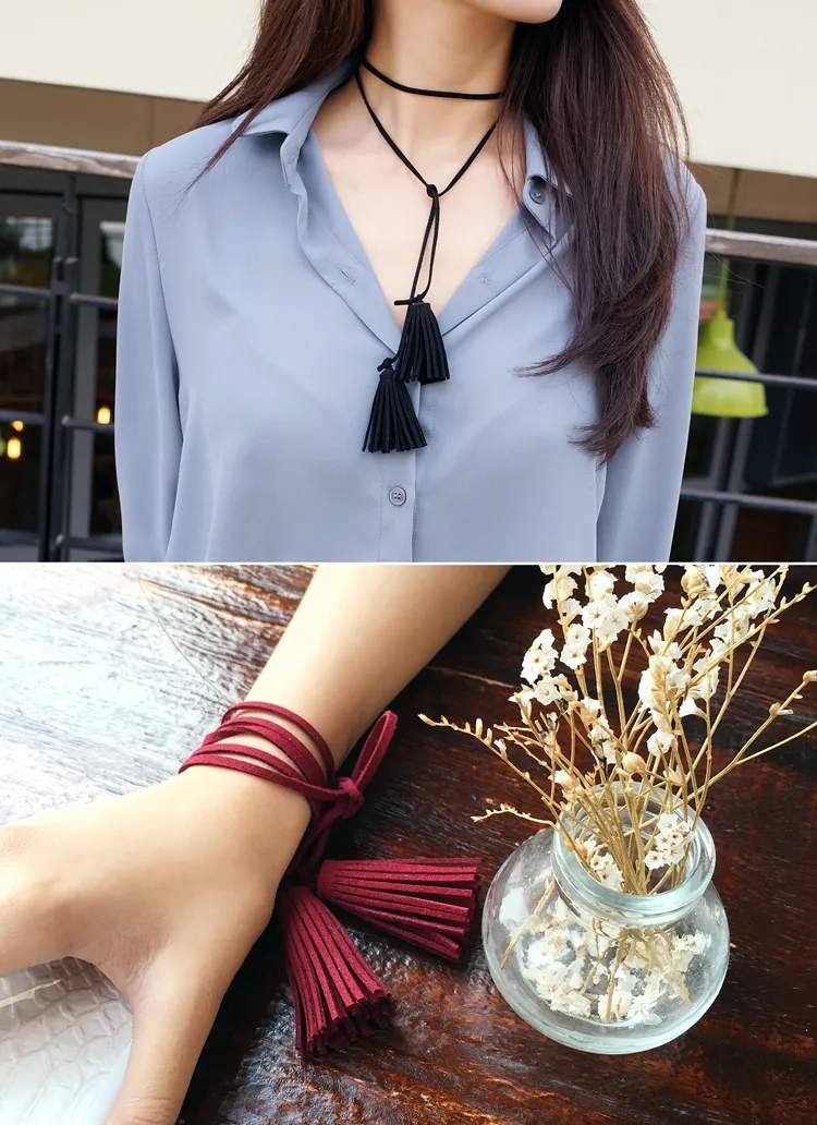 タッセルつきループネックレス風チョーカー・全4色 | DHOLIC | 詳細画像1