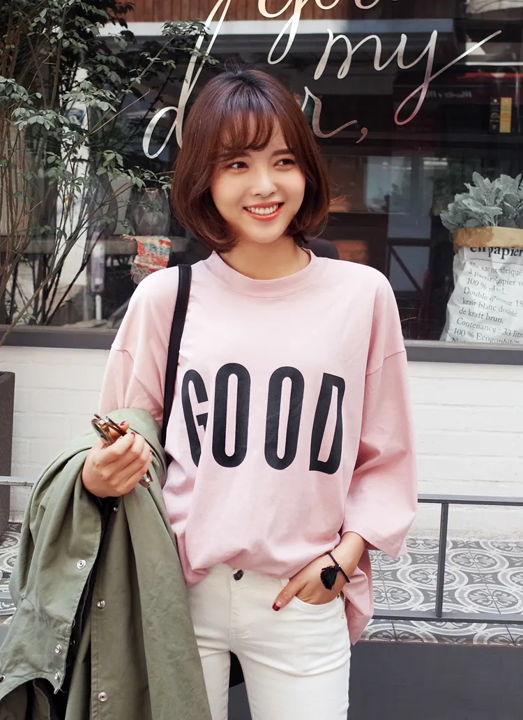 GOODロゴプリント入りオーバーフィットトップス・全4色 | DHOLIC | 詳細画像1