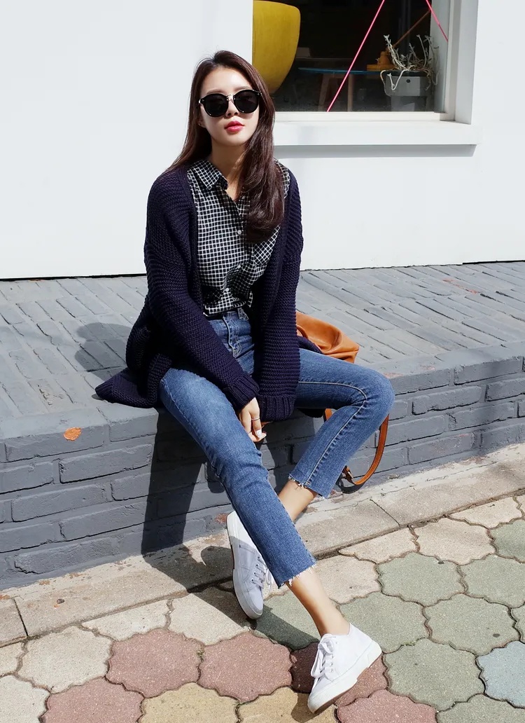 ヘムディテールハーフハイウエストスキニーデニムパンツ・全1色 | DHOLIC | 詳細画像1