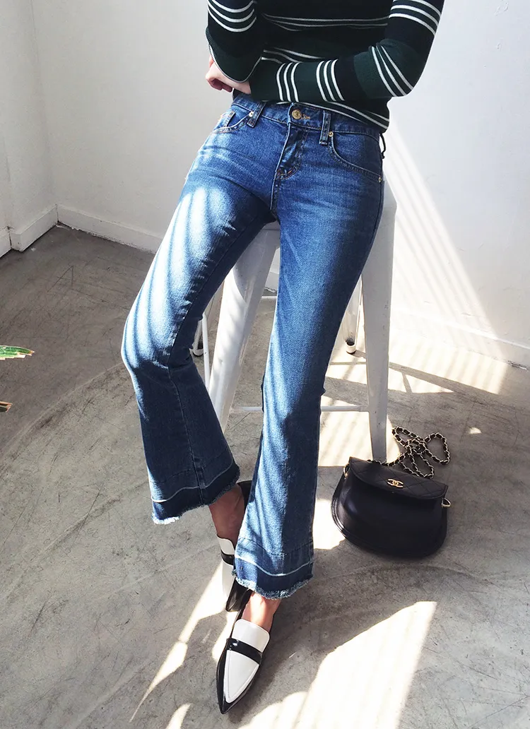 <font color=red><b>**雑誌JELLY1月号掲載**</b></font>ヴィンテージ調ウォシングブーツカットデニム・全1色 | DHOLIC | 詳細画像1