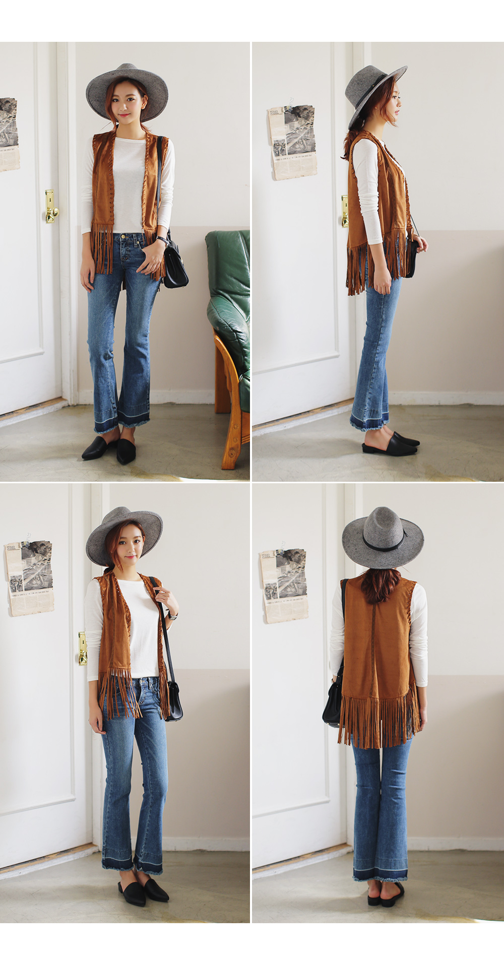 <font color=red><b>**雑誌JELLY1月号掲載**</b></font>ヴィンテージ調ウォシングブーツカットデニム・全1色 | DHOLIC | 詳細画像11