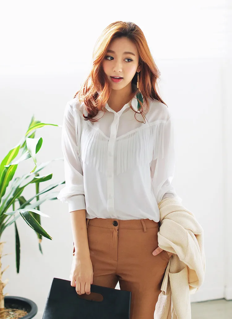 シースルーフリンジブラウス・全2色 | DHOLIC | 詳細画像1