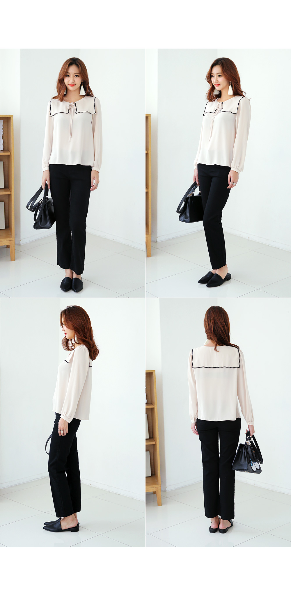 <font color=red><b>**雑誌mer4月号掲載**</b></font>なみなみテープディテールセーラーカラーブラウス・全2色 | DHOLIC | 詳細画像9