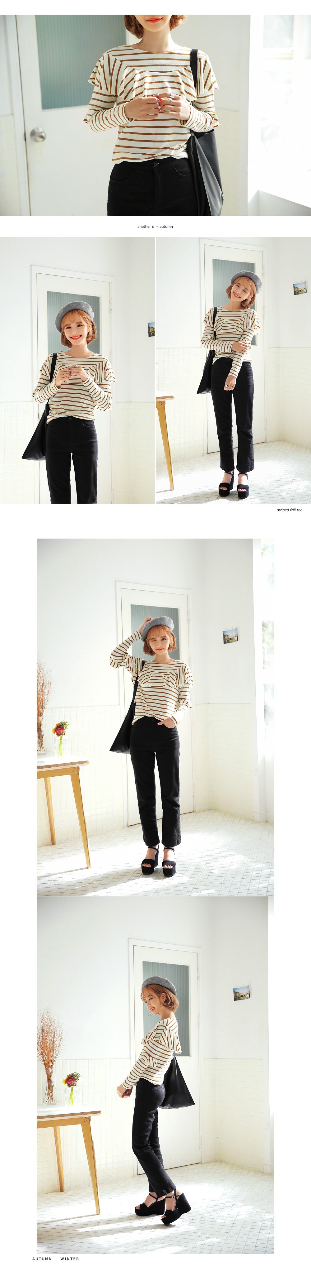 バスト&スリーブフリルディテールボーダーカットソー・全3色 | DHOLIC | 詳細画像2