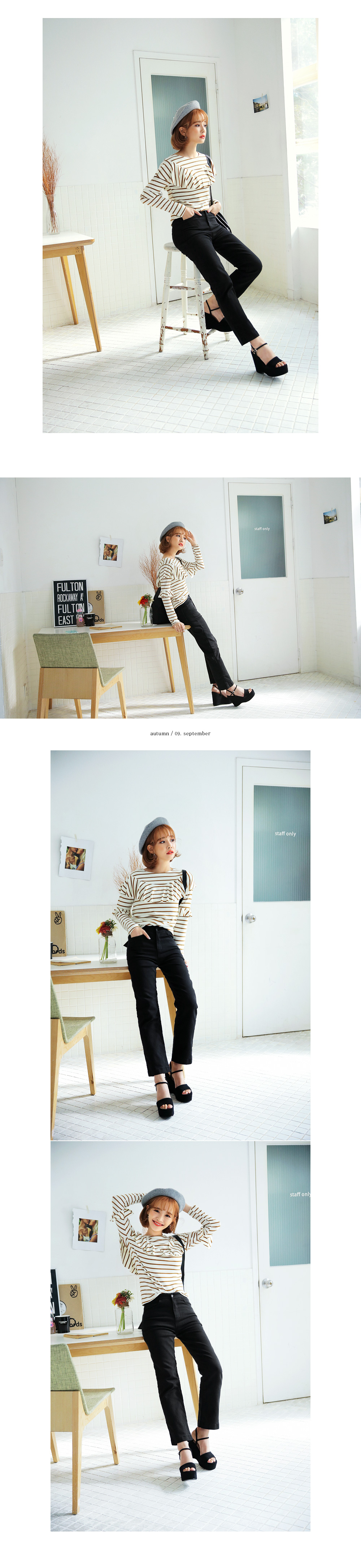 バスト&スリーブフリルディテールボーダーカットソー・全3色 | DHOLIC | 詳細画像5