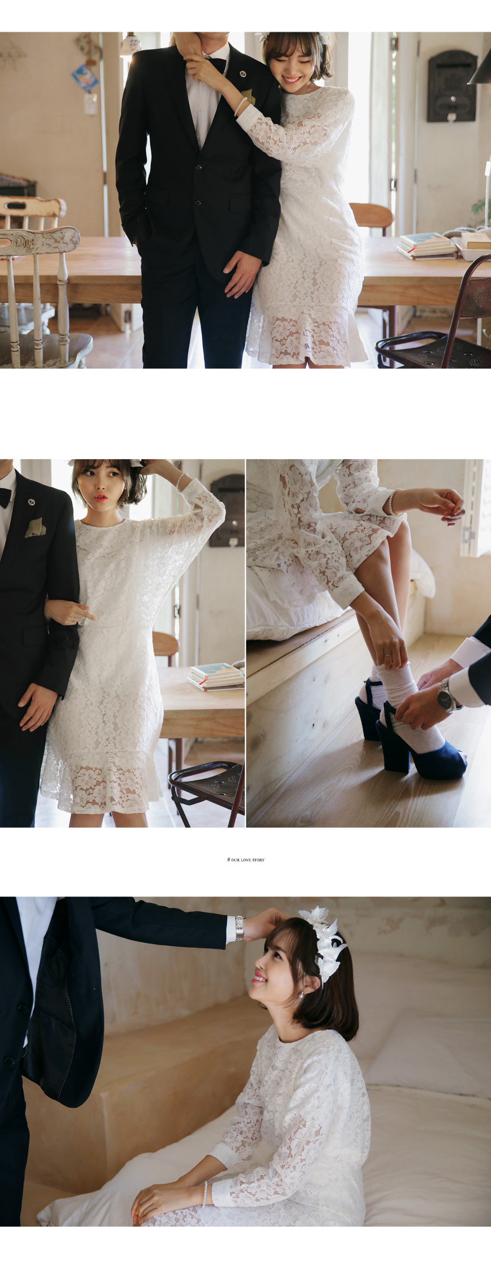 フラワーモチーフレースマーメイドミディワンピース・全3色 | DHOLIC | 詳細画像10