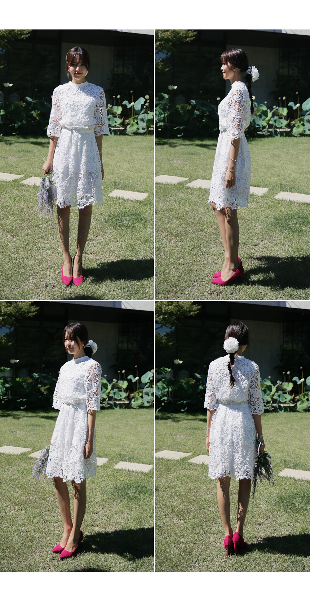 フラワーモチーフレースクロップドブラウス・全3色 | DHOLIC | 詳細画像11