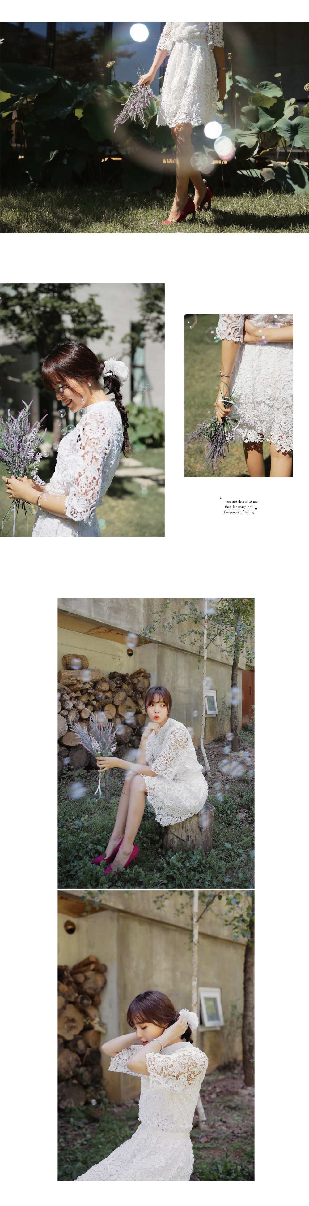 フラワーモチーフレースクロップドブラウス・全3色 | DHOLIC | 詳細画像4