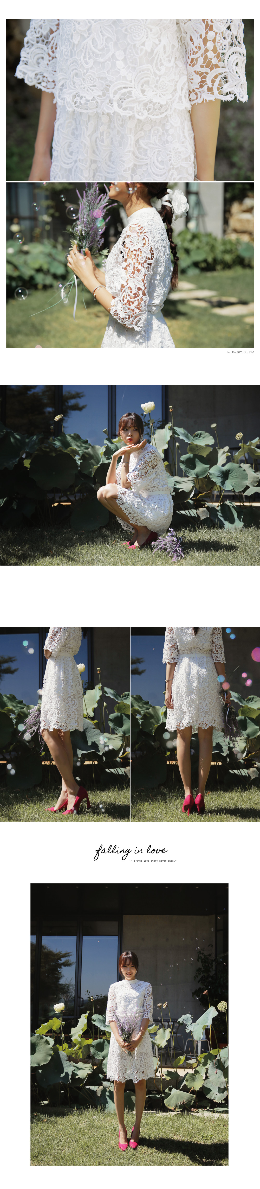 フラワーモチーフレースクロップドブラウス・全3色 | DHOLIC | 詳細画像5