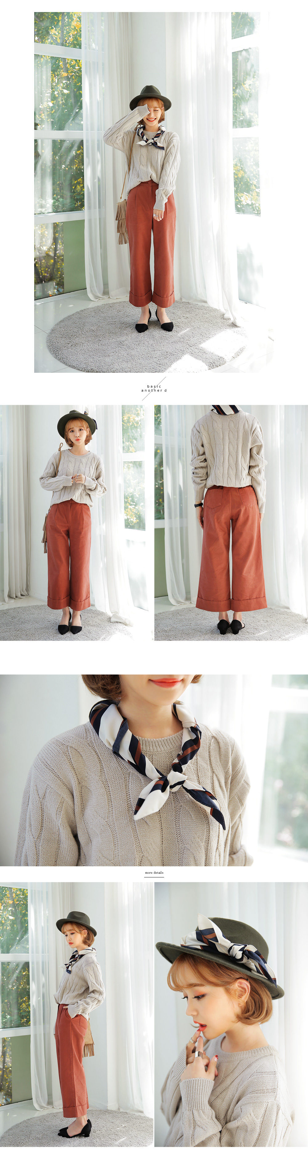 ドット&ボーダー2デザインパターンスクエアスカーフ・全5色 | DHOLIC | 詳細画像4