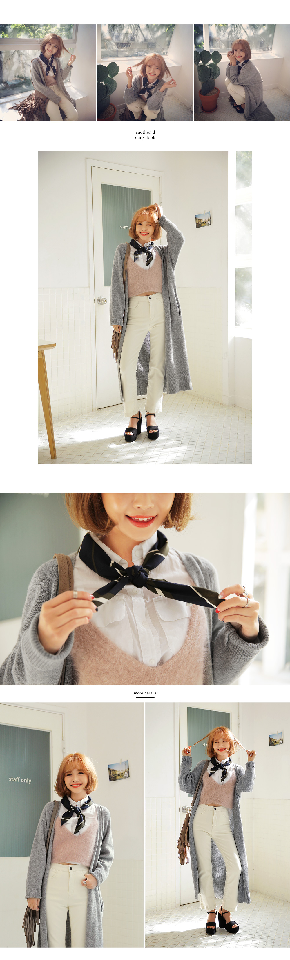 ドット&ボーダー2デザインパターンスクエアスカーフ・全5色 | DHOLIC | 詳細画像5