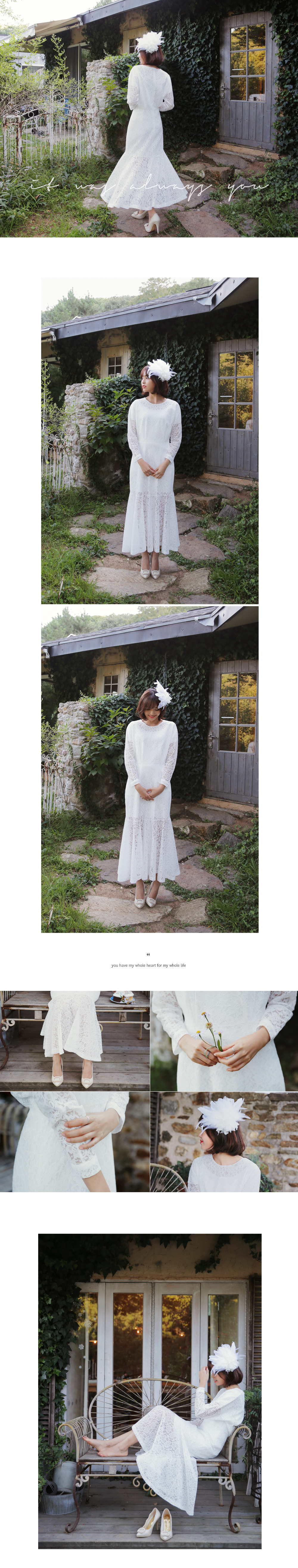 フラワーモチーフレースマーメイドロングワンピース・全1色 | DHOLIC | 詳細画像2