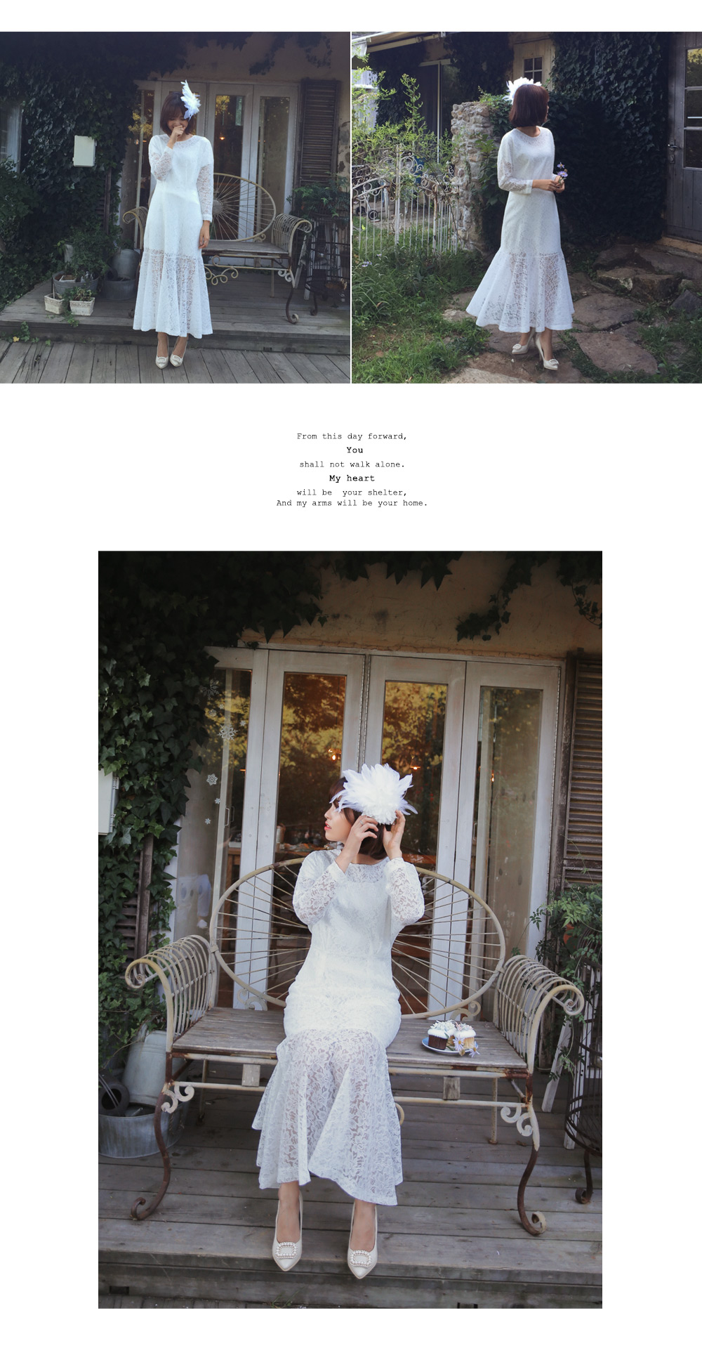 フラワーモチーフレースマーメイドロングワンピース・全1色 | DHOLIC | 詳細画像8