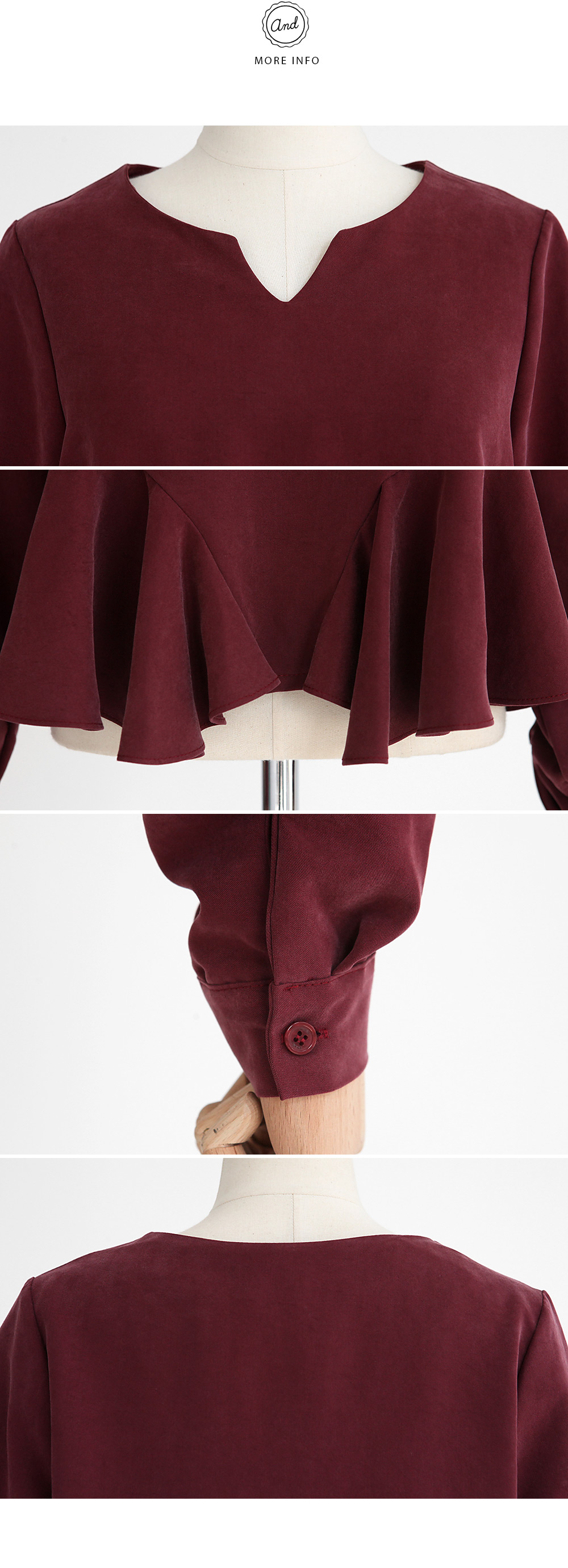 Vカットネックぺプラムクロップドブラウス・全3色 | DHOLIC | 詳細画像10