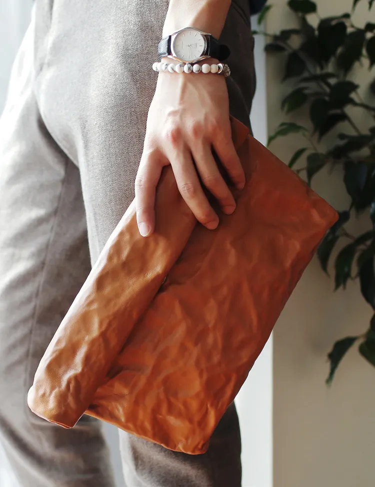 リンクルディテールフェイクレザークラッチバッグ・全5色 | 詳細画像1